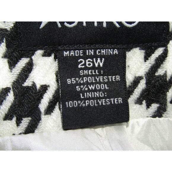 Ashro Houndstooth Peplum Jacket Women’s 26W Black White Embroidered Swing Coat - Picture 8 of 10